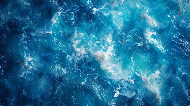 Blue sea water texture, bright color, realistic, generated with ai