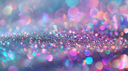 Poster - Shimmering Cosmic Sparkles of Iridescent Luminescence Against Glowing Silver Backdrop