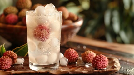 Wall Mural - Fresh lychee juice fizzy cold drink