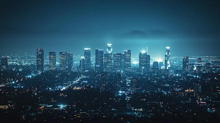 Wall Mural - City Skyline at Night With Stars
