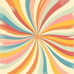 Wall Mural - Retro seventies stripes sunrays vector background design
