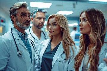 Portraits of professional male and female doctors in the hospital