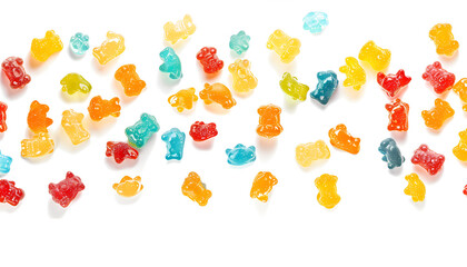 Canvas Print - delicious jelly bears falling on white background