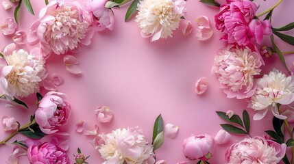 Wall Mural - peonies frame generative ai