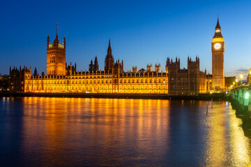 Poster - Big Ben and Houses of Parliament at night, London, UK