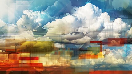 Wall Mural - Futuristic cloud design for technology and science fiction concepts