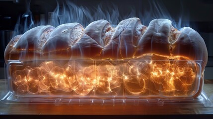 Canvas Print - X-ray scan of a loaf of bread, showing the air pockets and density.