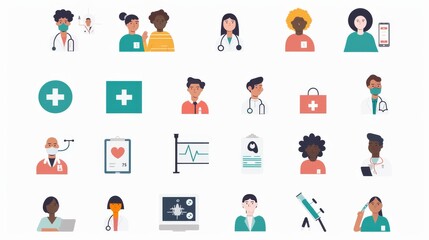 Healthcare icons set for web design or mobile app