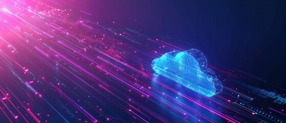 Neon light cloud computing futuristic technology