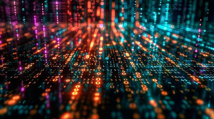 Neon Data Stream, Abstract image of glowing lines and patterns, resembling a digital data stream.