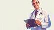 © Gulkhanim - Smiling Doctor Holding a Clipboard for Medical Designs