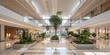© aicandy - Modern shopping mall with spacious open layout, abundant natural light, and green indoor landscaping creating a serene and inviting environment for visitors