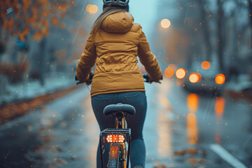 Poster - A person participating in a city bike-share program, renting a bicycle for short-term use in urban areas. Concept of shared mobility and bike-sharing initiatives. Generative Ai.