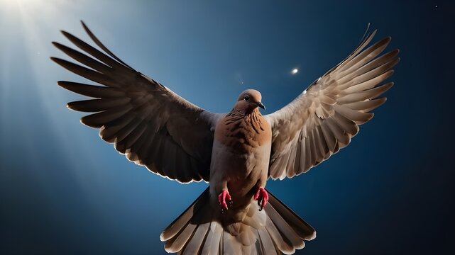 A winged dove with copy space that symbolizes the Holy Spirit of the New Testament