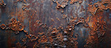 Fototapeta  - Old metal texture background, dirty iron rusty plate. Grungy vintage oxidized steel leaf or wall. Concept of grunge, weathered worn material, rust, rough sheet, history.