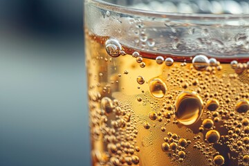 Poster - Highlight the refreshing bubbles and condensation on a glass of chilled beverage