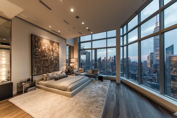 Wall Mural - Luxurious penthouse with floor-to-ceiling windows