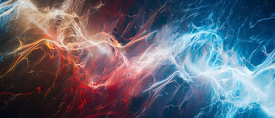 Wall Mural - an abstract display of electric, lightning-like lines weaving through a dark background