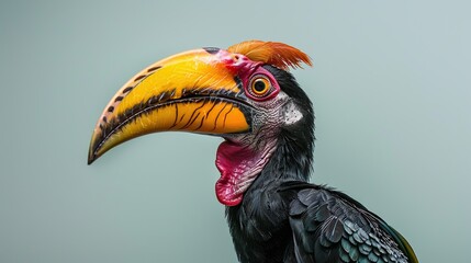 Wall Mural - Portrait of colorful hornbill native. Generative Ai