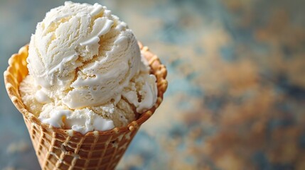 Poster - creamy cottage cheese ice cream in a crispy waffle cone, creating a nostalgic summer treat sensation