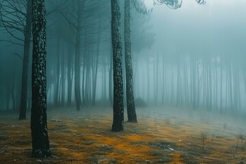 Sticker - Foggy Forest Landscape