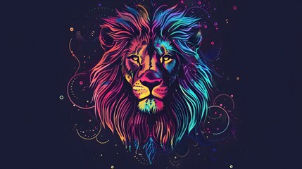 Wall Mural - Colorful Lion Head
