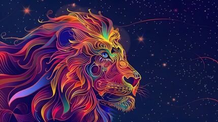 Wall Mural - Colorful Lion Head
