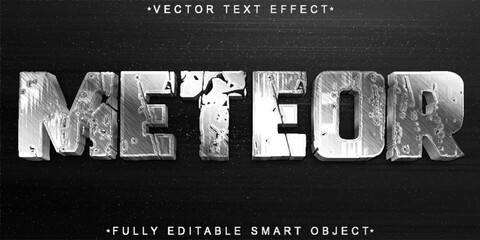 Wall Mural - Silver Worn Meteor Vector Fully Editable Smart Object Text Effect