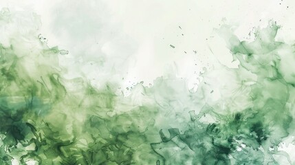 Wall Mural - watercolor background with green ink splash. watercolor background templates