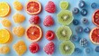 © Aliaksandra - vibrant fruit-shaped vitamin d gummies, representing a healthy lifestyle concept in the background