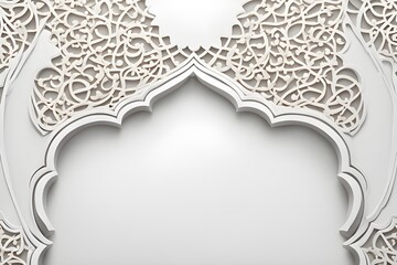 Wall Mural - Islamic Arabic Arabesque Ornament Border Luxury Abstract White Background with Copy Space for Text