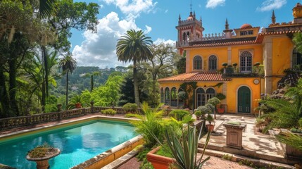 Wall Mural - Sintra's stunning palaces, lush gardens, and picturesque landscapes create a captivating travel experience.