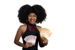 © Edson Souza - a happy woman holding brazilian money