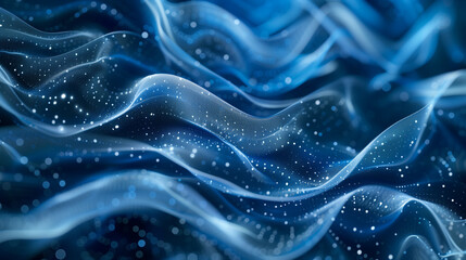 Wall Mural - Blue Background With White Waves and Bubbles