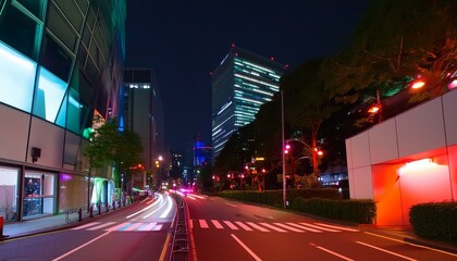 Wall Mural - A night of the neon street at the downtown in Shinjuku Tokyo wide shot