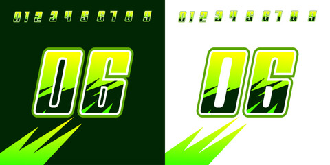 Wall Mural - racing number 06 light green and dark green for sports, racing, racing and esports, workshops