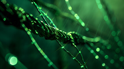 A green wire with a green background