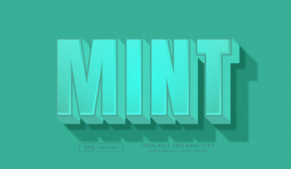 Wall Mural - 3d mint text effect, editable effect