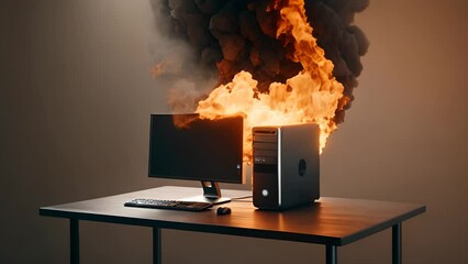 burning desktop computer