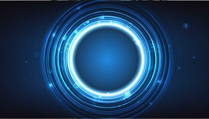 Wall Mural - Background with glowing circles. Blue energy circle