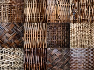 A collage of different textures made from woven materials