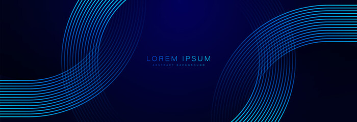 Abstract dark blue background. Glowing geometric lines. Futuristic technology concept. Suit for business, corporate, presentation, cover, banner, website, flyer, brochure. Vector illustration