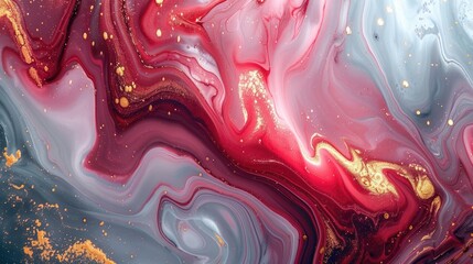 Wall Mural - Abstract maroon and white marble background with golden lines, liquid art painting in the style of watercolor