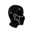 © puruan - Man wearing face mask black hand drawn icon in grunge look