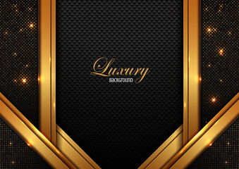 Wall Mural - black and dot line gold luxury gradient background, elements, perfect marketing materials, Modern frame banner website, premium Illustration.