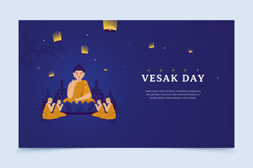 Wall Mural - Illustration of Buddha Vesak day on banner design