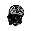© puruan - Mental health human brain black hand drawn icon in grunge look