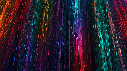 digital abstract 3D background with flowing waves of binary code