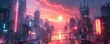 © DuangphonKPR - Illustrate a futuristic, CG 3D world where a love story unfolds among sleek space tech and dazzling constellations in a neon-lit cityscape