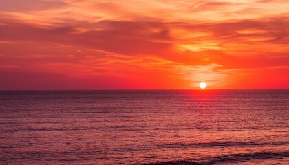 Wall Mural - red sunset over the sea; beautiful colors and amazing sunsets
